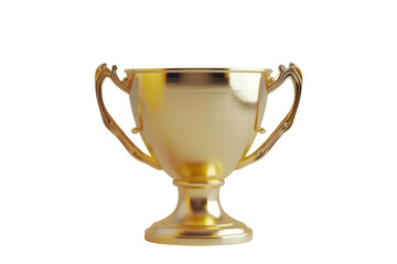 Fototapeta na wymiar A gold trophy cup standing on a pristine white background
