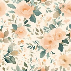 Vintage Floral Pattern with Golden and White Blooms on a Dark Background Vintage Floral Elegance. Design for background, graphic design, print, poster, interior, packaging paper