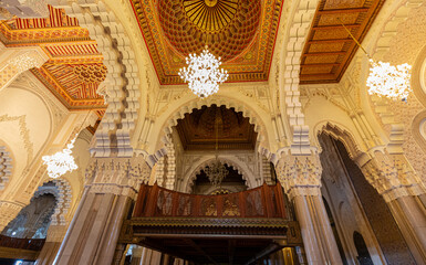 Fototapeta na wymiar Interior of Hassan II Mosque in Casablanca