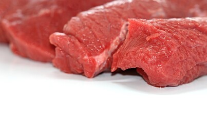 Fresh raw beef isolated on white background