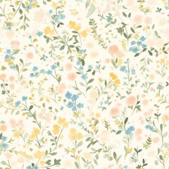 Vintage Floral Pattern with Lush Garden Flowers Wallpaper Design Vintage Floral Elegance: Timeless Garden Illustration. Design for background, graphic design, print, poster, interior, packaging paper