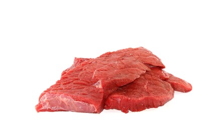 Fresh raw beef isolated on white background