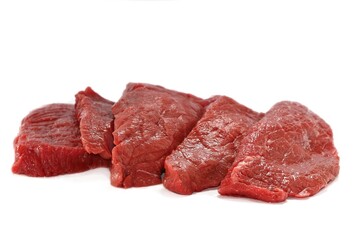 Fresh raw beef isolated on white background
