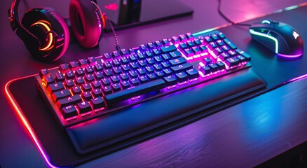 a keyboard with colorful lights