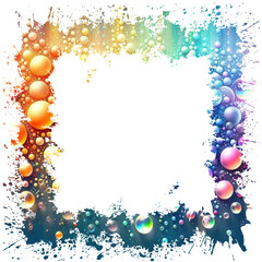 square frame colorful water bubbles - yellow, pink, light blue, green - vector graphic resource - for greeting cards, presentations, canva, photography, scrapbooking, cricut, sublimation, sticker, tag