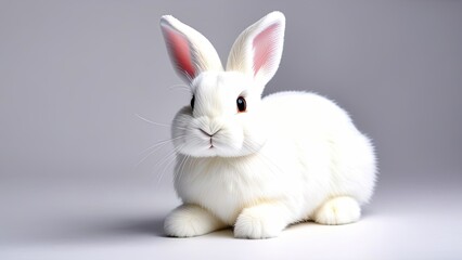 Obraz premium Cute White Fluffy Plush Rabbit Toy