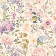 Obraz premium Pastel Succulent Garden Illustration - Vibrant Botanical Artwork Vintage Floral Elegance: Timeless Garden Illustration. Design for background, graphic design, print, poster, interior, packaging paper