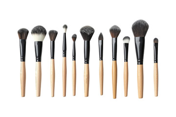 Set of makeup brushes with elegant wooden handles, ready for a magical transformation
