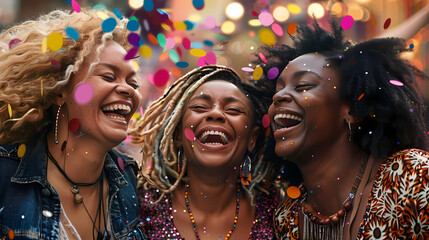 Youthful Revelry: Young People Celebrating with Confetti at a Party