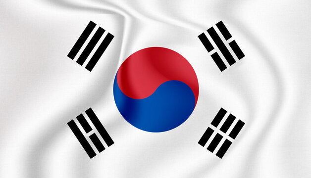 South Korea, national flag in the wind illustration image - Powered by Adobe