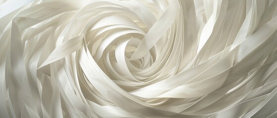 Intertwining spirals of paper strips, symbolizing the interconnectedness of different life paths and journeys.