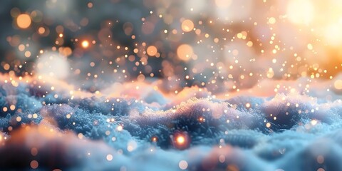 Magical Snowfall with Glowing Sparks Enchanted Winter Background Art