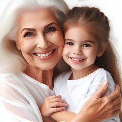 Happy senior woman and her granddaughter. Generative ai 