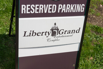 Obraz premium Reserved Parking sign at Liberty Grand Entertainment Complex located on the grounds of Exhibition Place in Toronto, Canada