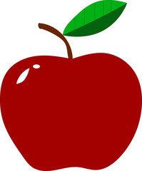 Red apple with leaf illustrations