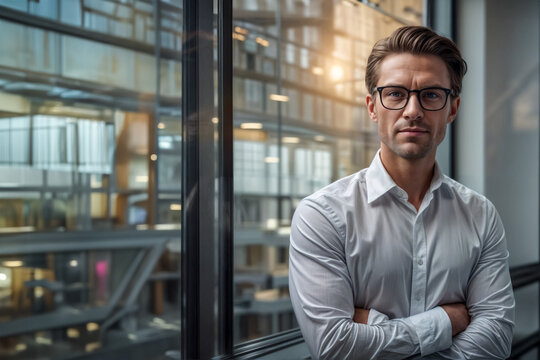  Uomo d'affari di 40 anni in un edificio d'ufficio