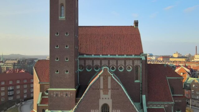Drone shot of Engelbrektskyrkan in Ostermalm, Stockholm.