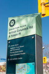 Obraz premium City of Toronto location marker at Exhibition Place (British Columbia Road and Yukon Place)