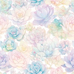 Pastel Floral Watercolor Pattern for Spring and Summer Design Vintage Floral Elegance: Timeless Garden Illustration. Design for background, graphic design, print, poster, interior, packaging paper
