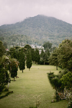 View from the window of the mountains and the Bedugul valley.