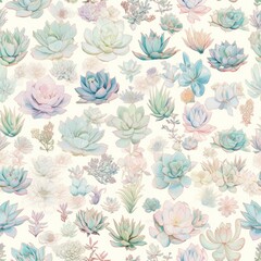 Elegant Floral Pattern with Pastel Blooms and Greenery Vintage Floral Elegance: Timeless Garden Illustration. Design for background, graphic design, print, poster, interior, packaging paper