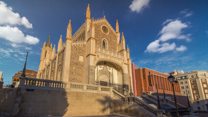San Jeronimo el Real is a Roman Catholic church timelapse hyperlapse in central Madrid Spain