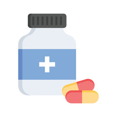 Medicine jar with capsules, concept icon of drugs, pharmacy vector design