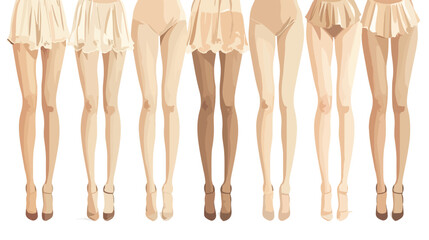 Many legs of beautiful young women in beige stockings