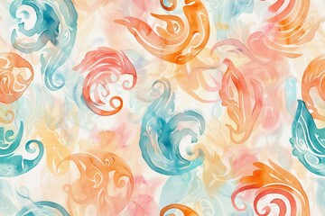 Seamless pattern of watercolor abstract swirls.