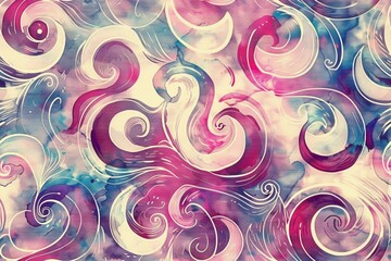 Seamless pattern of watercolor abstract swirls.