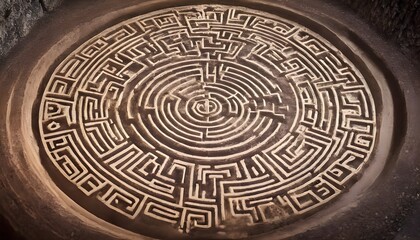 Fototapeta na wymiar Mandala Featuring A Labyrinthine Pattern Symboliz Upscaled