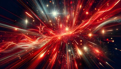 Fototapeta premium a dynamic explosion of light with vibrant reds and whites emanating from a central point
