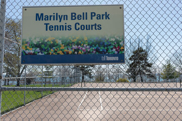 Obraz premium sign at Marilyn Bell Park Tennis Court located at 1275 Lake Shore Boulevard in Toronto, Canada