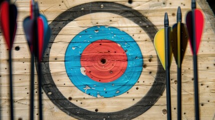 Bullseye target with arrows hitting the center