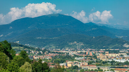 Fototapeta na wymiar View of medieval Bergamo timelapse - beautiful medieval town in north Italy