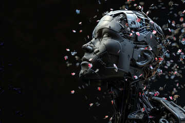 A person's head is shown with a lot of debris falling on it