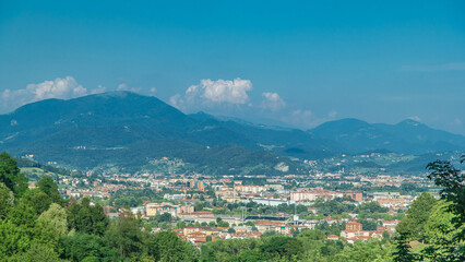Fototapeta na wymiar View of medieval Bergamo timelapse - beautiful medieval town in north Italy