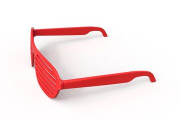 Red shutter shades sunglasses on white background