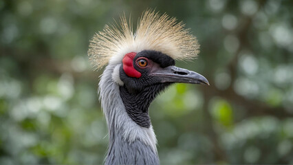 Fototapeta premium grey crowned crane, close-up