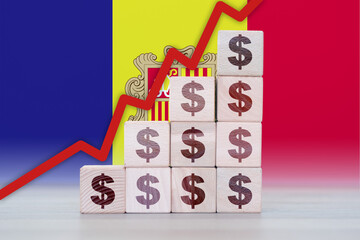 Andorra economic collapse, increasing values with cubes, financial decline, crisis and downgrade...