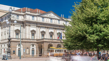 Fototapeta na wymiar Main concert hall of Teatro alla Scala, an opera house timelapse in Milan, Italy.