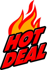 Hot Deal, Hot Price, Hot Icons, Hot Logo, Hot deal logo design with burning fire vector