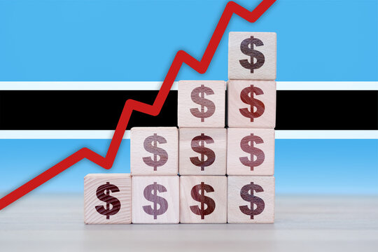 Botswana economic collapse, increasing values with cubes, financial decline, crisis and downgrade concept - Powered by Adobe