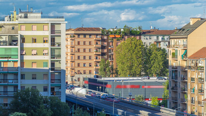 Modern buildings in the new area of Portello timelapse, Milan, Italy