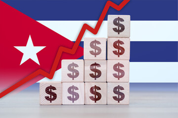 Cuba economic collapse, increasing values with cubes, financial decline, crisis and downgrade...