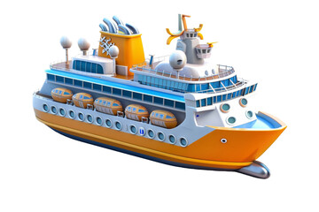 Cartoon Cruise Ship Deck On Transparent Background.