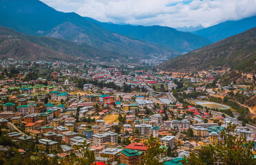 Fototapeta na wymiar Beautiful Valleys in Bhutan with Mesmerising Views - Image
