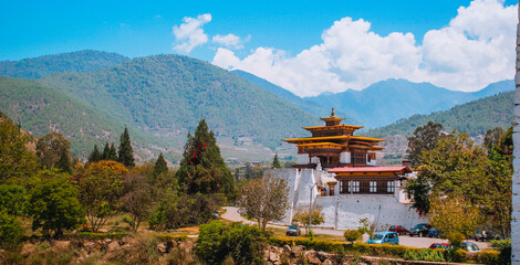 Punakha Dzong Monastery, one of the largest monestary in Asia, Punakha, Bhutan - Image