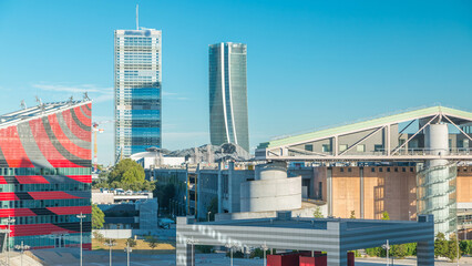 Obraz premium Modern buildings in the new area of Portello timelapse, Milan, Italy