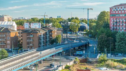 Modern buildings in the new area of Portello timelapse, Milan, Italy